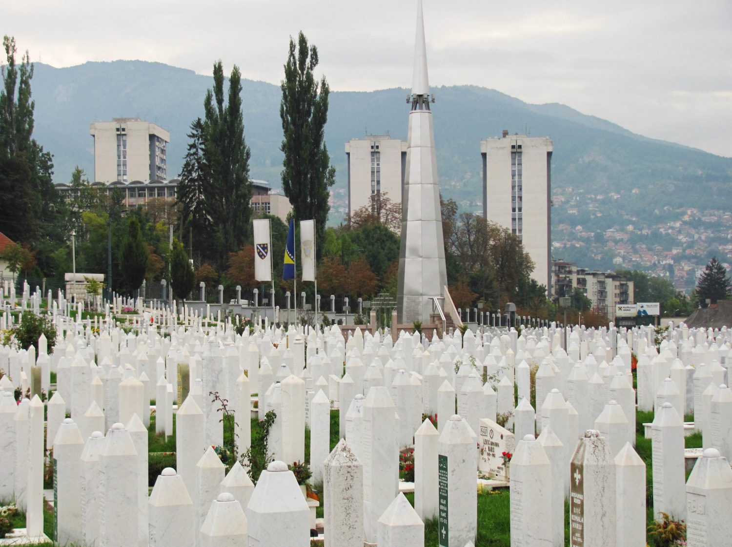 Koševo cementary in Sarajevo with graveyards from the war. Here used to be training pitches of FK Sarajevo.