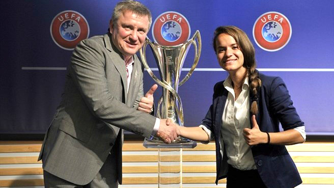 Azra Numanovic at a UEFA Champions League game with her club SFK Sarajevo 2000
