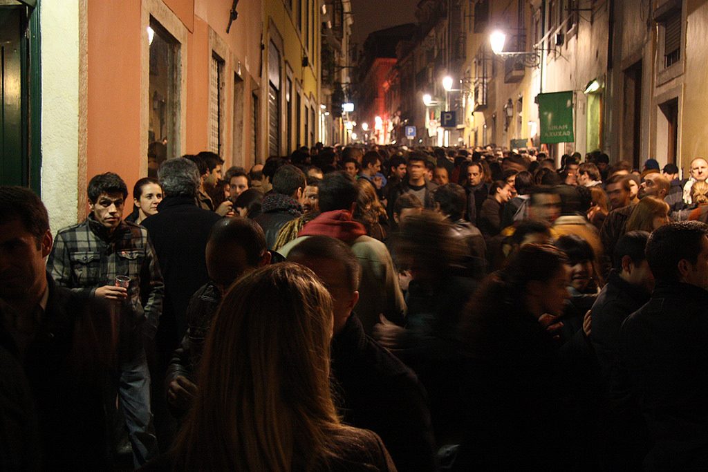 A party night out in Bairro Alto in Lisbon