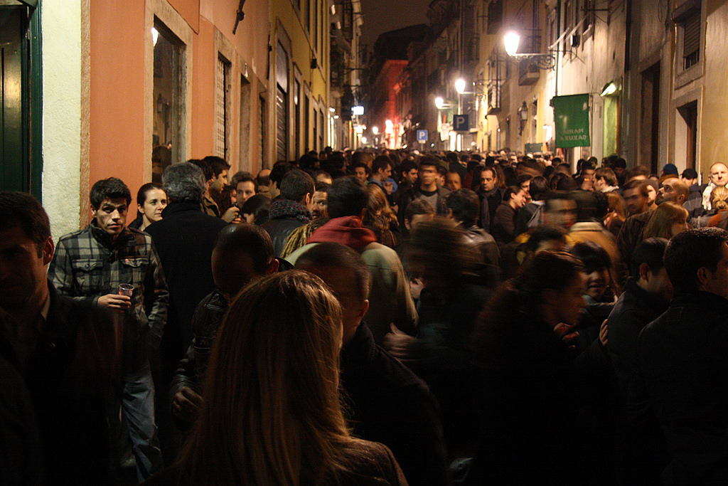 A party night out in Bairro Alto in Lisbon