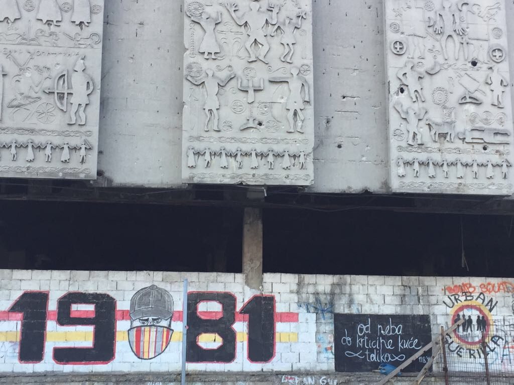 Cave-like paintings and urban Guerilla: Velez Mostar's Red Army fan club on a graffiti close to the trainstation