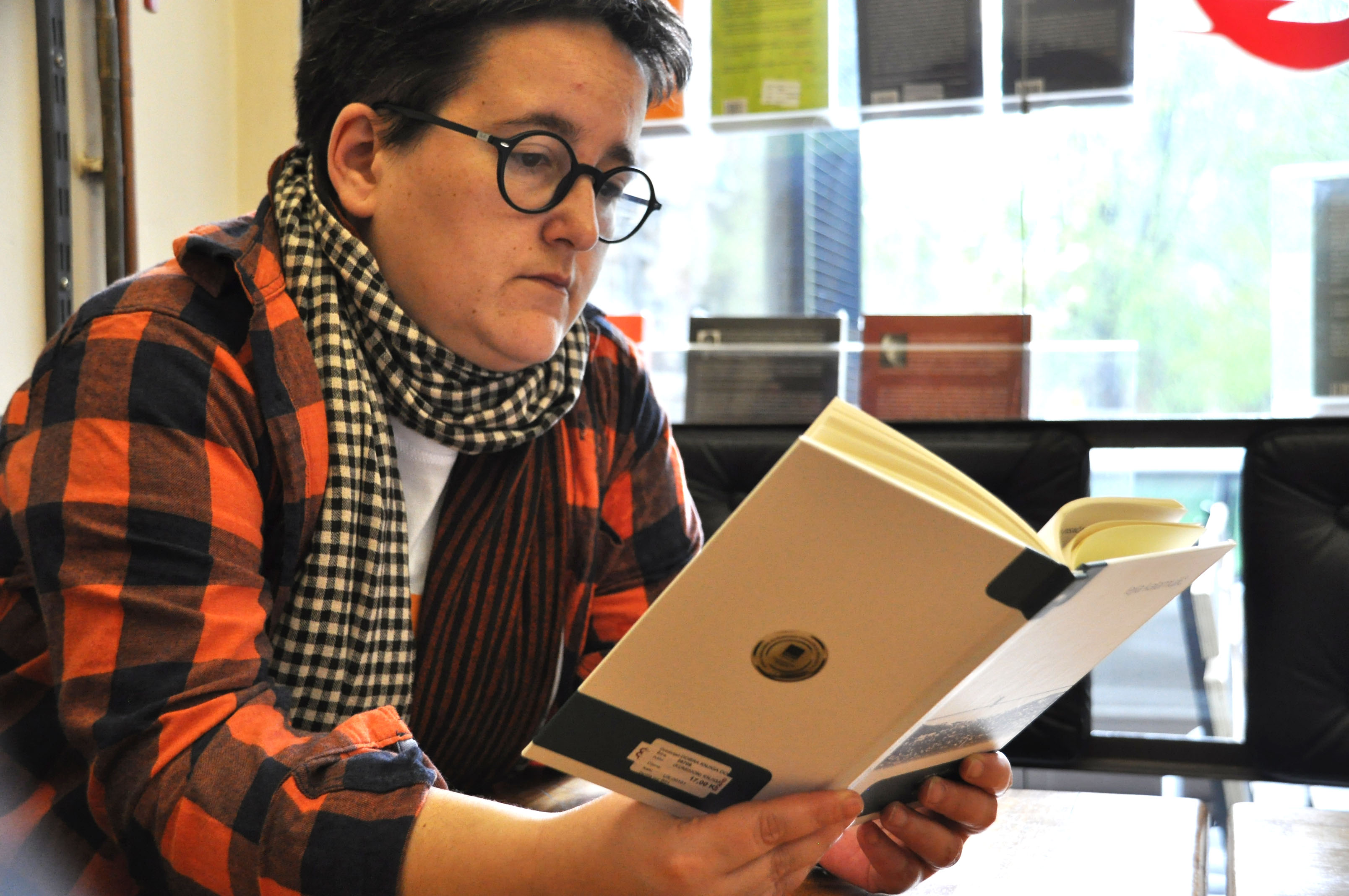Lejla Kalamujić in her favorite bookstore in Sarajevo
