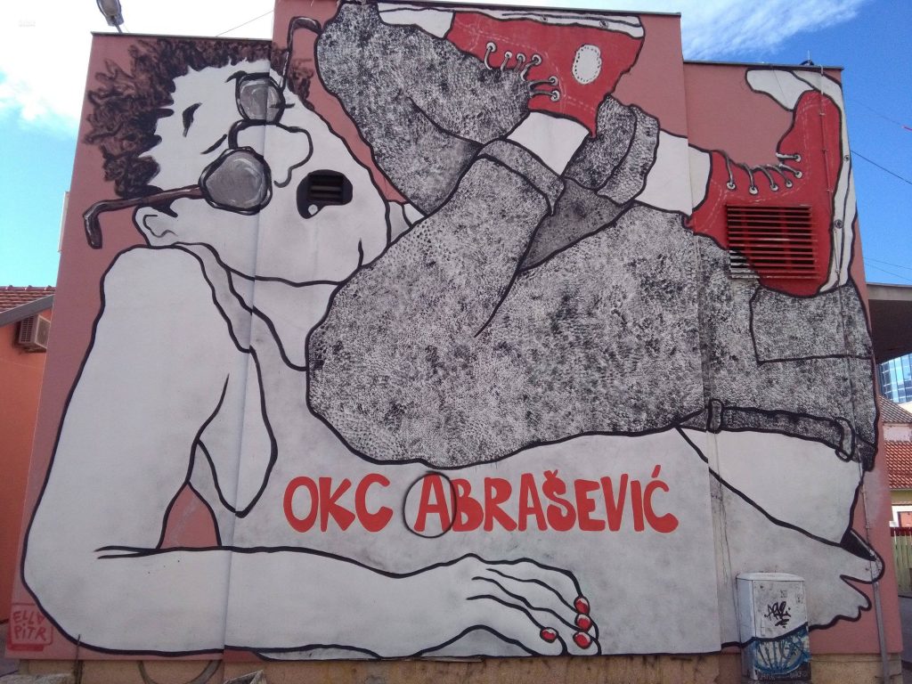 Grafitti at the street entrance to OKC Abrašević
