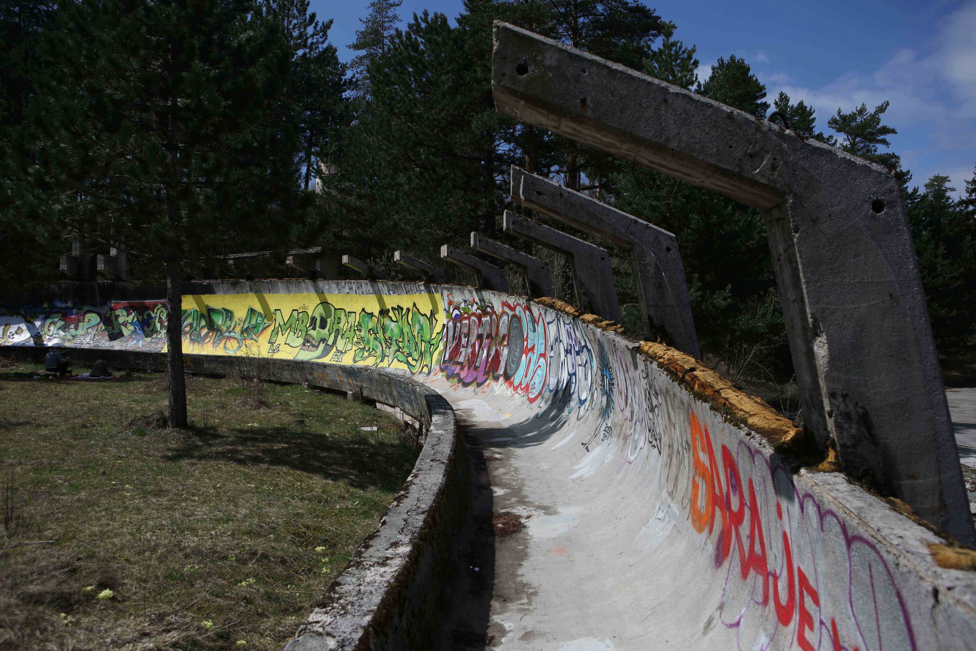 The Olympic Bobsleigh on Trebevic Hill above Sarajevo