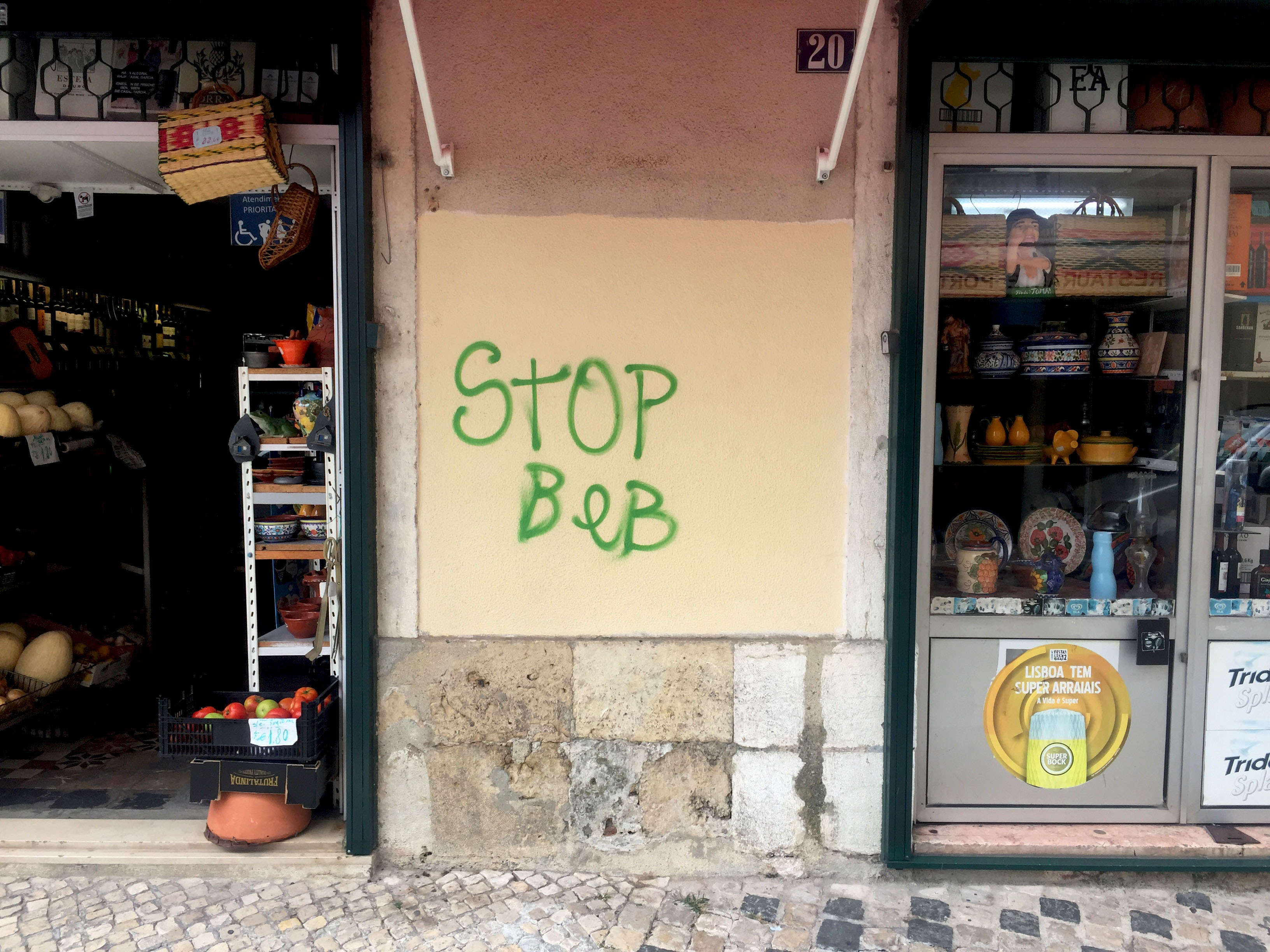 Lisbon: Anti Airbnb Graffiti can be seen everywhere in the city